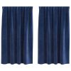 Zatemnitvene zavese 2 pcs Temno modra 140 x 175 cm Žamet