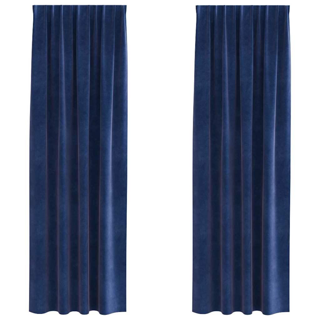 Zatemnitvene zavese 2 pcs Temno modra 140 x 245 cm Žamet