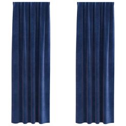 Zatemnitvene zavese 2 pcs Temno modra 140 x 260 cm Žamet