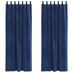 Zatemnitvene zavese 2 pcs Temno modra 140 x 260 cm Žamet