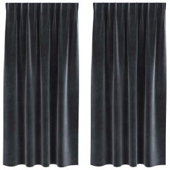 Zatemnitvene zavese 2 pcs Temno siva 140 x 175 cm Žamet