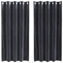 Zatemnitvene zavese 2 pcs Temno siva 140 x 175 cm Žamet