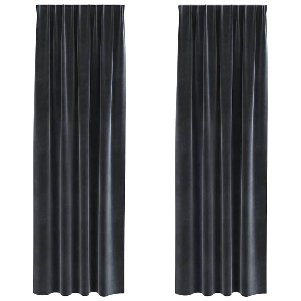 Zatemnitvene zavese 2 pcs Temno siva 140 x 225 cm Žamet