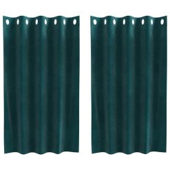 Zatemnitvene zavese 2 pcs Temno zelena 140 x 140 cm Žamet