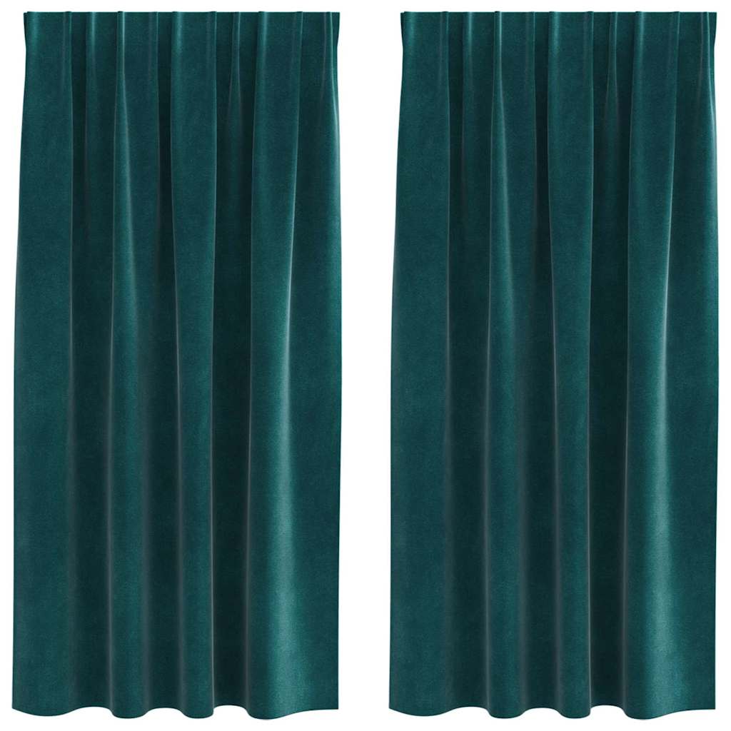Zatemnitvene zavese 2 pcs Temno zelena 140 x 175 cm Žamet