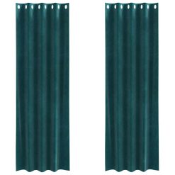 Zatemnitvene zavese 2 pcs Temno zelena 140 x 225 cm Žamet