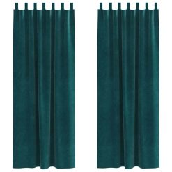 Zatemnitvene zavese 2 pcs Temno zelena 140 x 245 cm Žamet