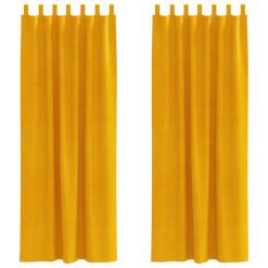 Zatemnitvene zavese 2 pcs gorčično rumena 140 x 245 cm Žamet