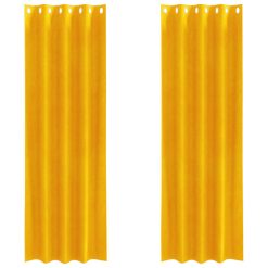Zatemnitvene zavese 2 pcs gorčično rumena 140 x 260 cm Žamet