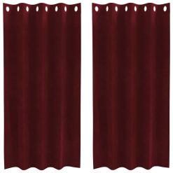 Zatemnitvene zavese 2 pcs vinsko rdeča 140 x 175 cm Žamet