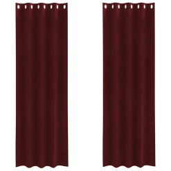 Zatemnitvene zavese 2 pcs vinsko rdeča 140 x 225 cm Žamet