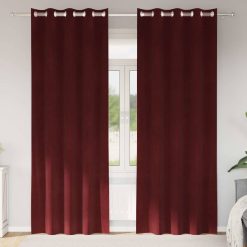 Zatemnitvene zavese 2 pcs vinsko rdeča 140 x 245 cm Žamet